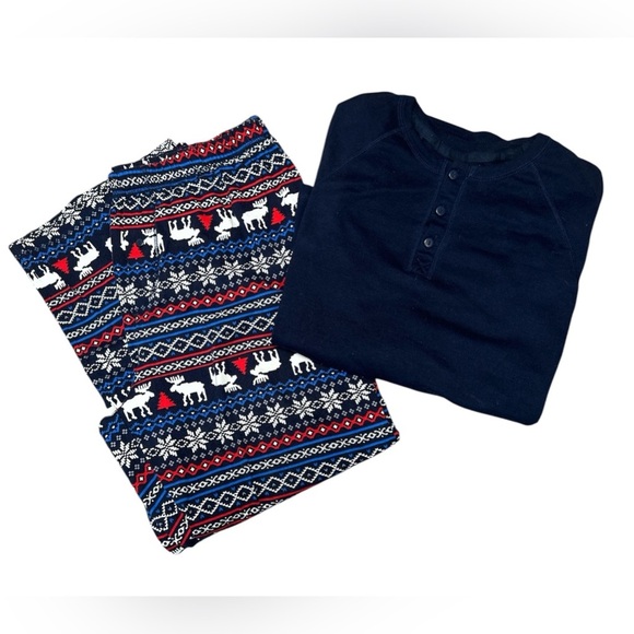 Lanz Women's Long Sleeve & Long Pants 2 Piece Christmas Moose Pajamas Size Large - Picture 1 of 4
